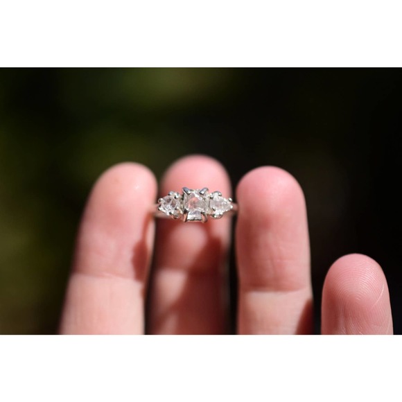 Alternative engagement ring unique rings for women raw stone sterling si… - Picture 2 of 8